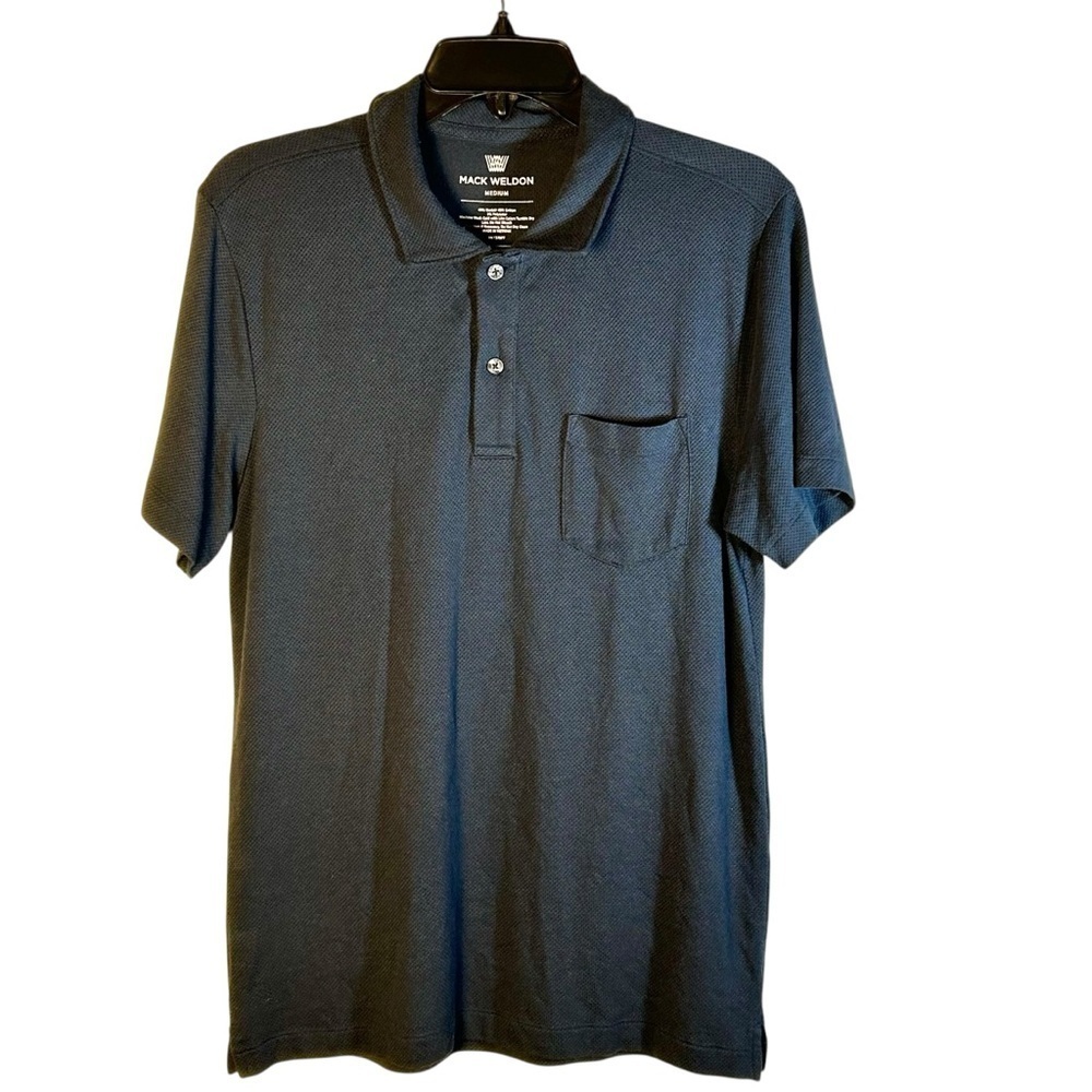 Mack Weldon Breathable Polo Shirt Blue Modal Blend For Daily Wear Mens Size M